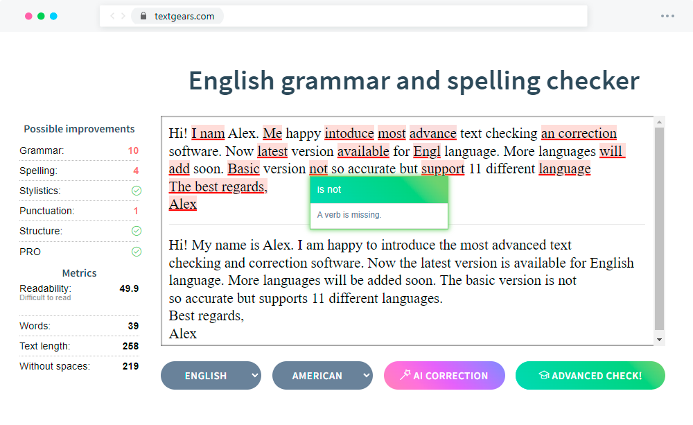 Check your texts online: grammar, spelling, and readability